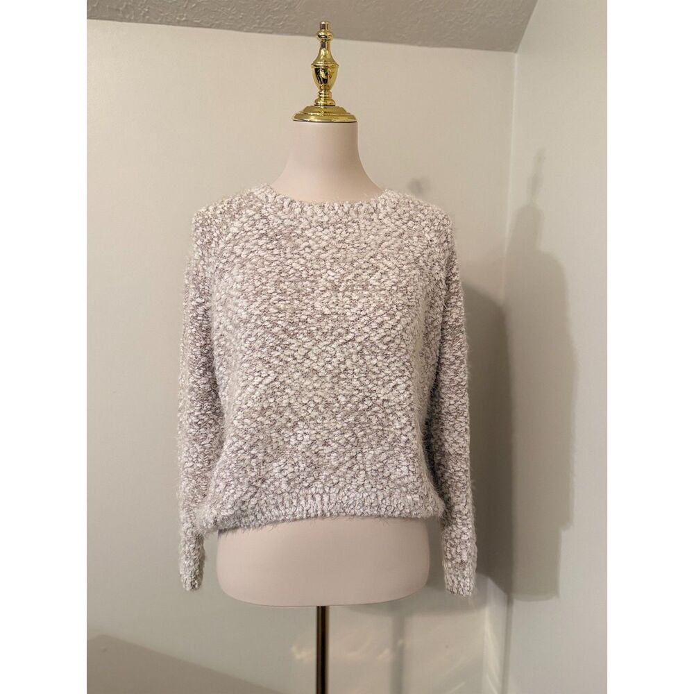 Dreamers Cream Beige Boucle Popcorn Knit Sweater Women's S/M Cozy Fuzzy Pullover